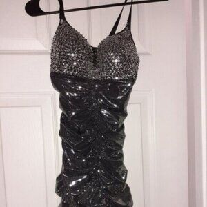 Sequin black and silver mini dress